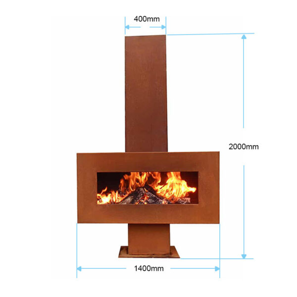 Corten Bahçe Şöminesi 2 Metre FP02